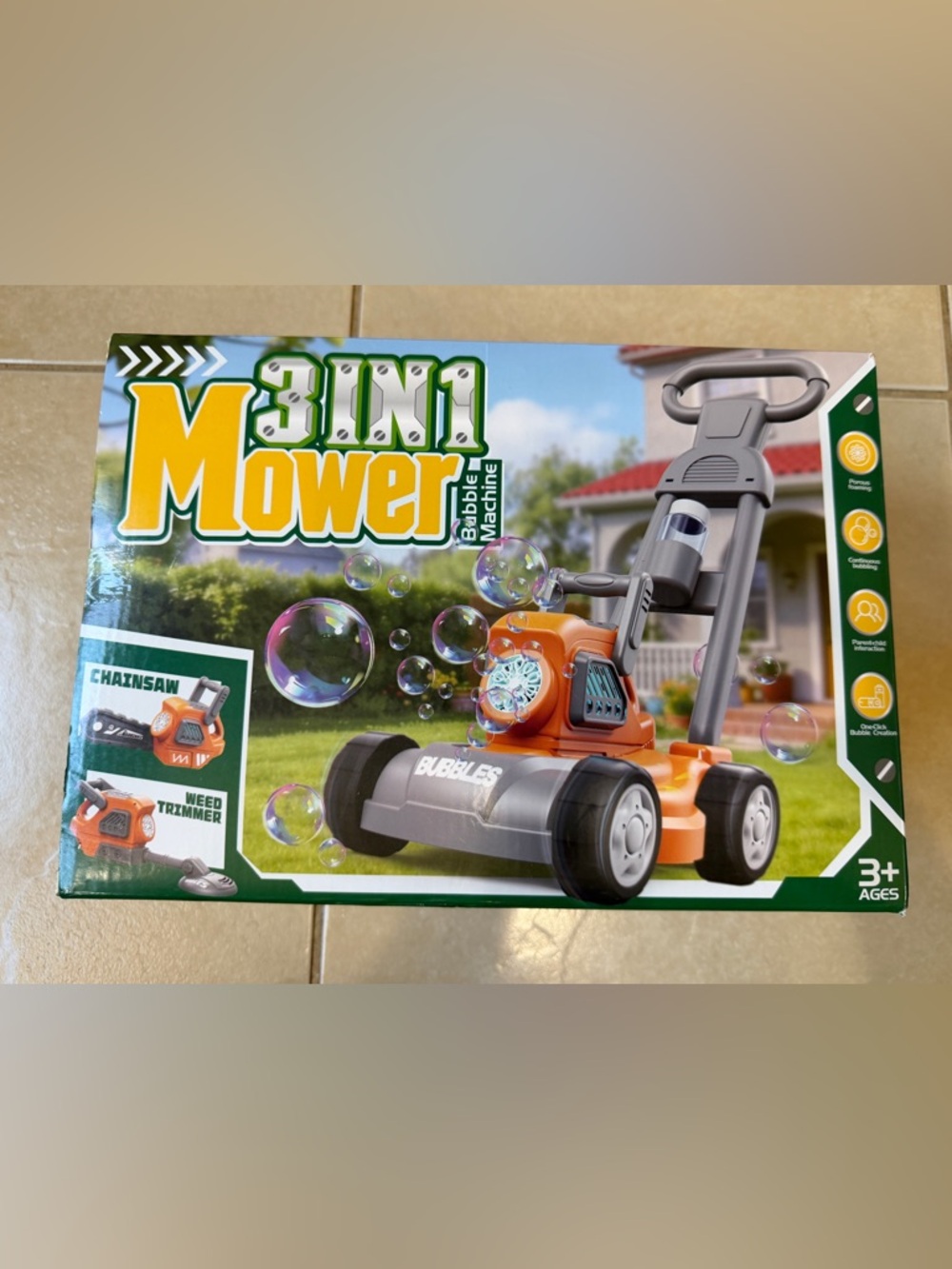 Bubble Lawn Mower for Kids, 3in1 Bubble Machine Blower with 10 Bubble Solutio...